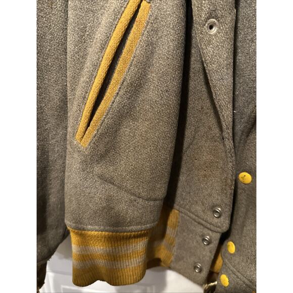Vintage 60S Wool Varsity Jacket Yellow/ Gray - Picture 7 of 10